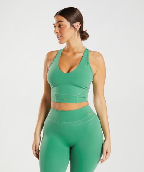 Women's Gymshark Whitney Crop Tanks Green | NZ 2CNBSP